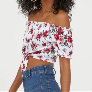 H&M off the shoulder flower crop top